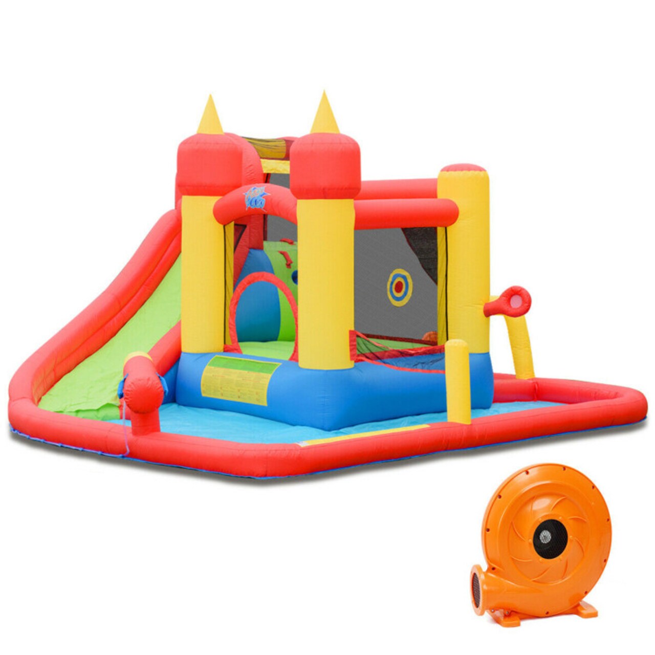 Inflatable Water Slide Bouncer With Climb Wall Splash Pool 3-10 Years Multi-Color